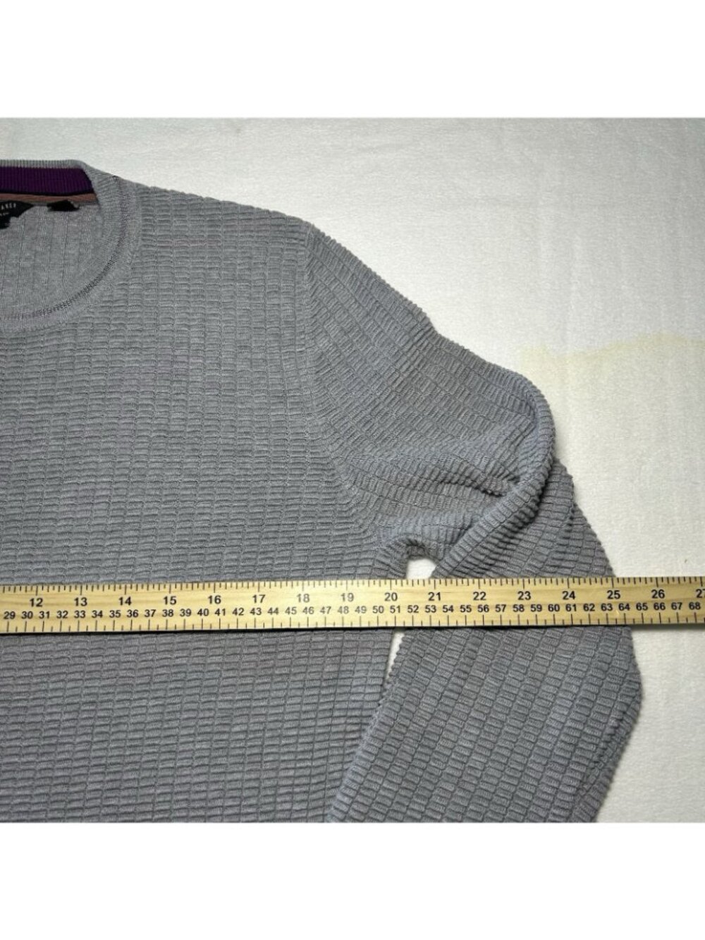 Ted Baker London Waffle Stitch Crew Neck Sweater Gray Size 4 - Picture 5 of 7